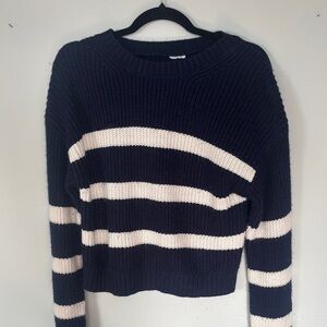 Garage Navy and Cream Striped Sweater